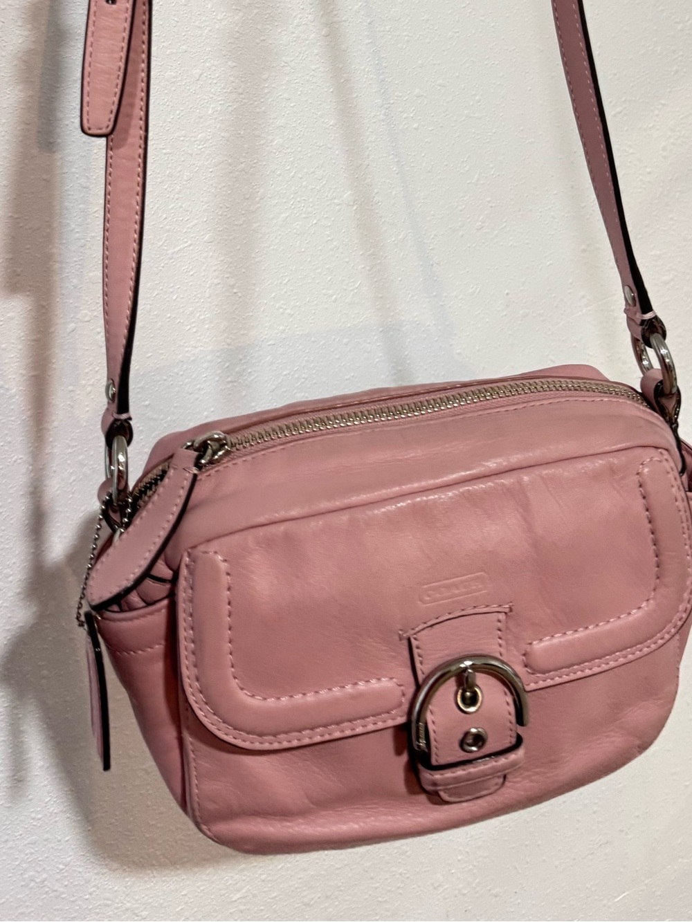 Coach Campbell Leather Crossbody Bag in Dusty Pink